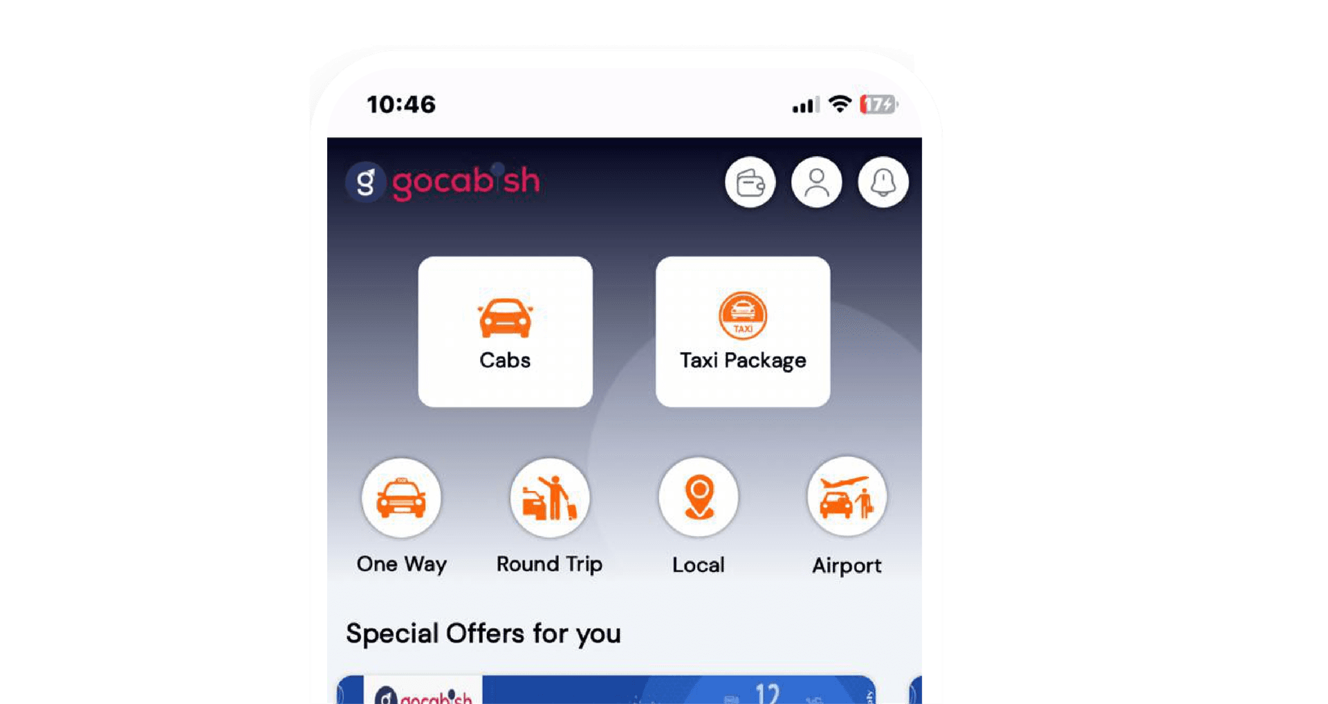 Gocabish mobile app